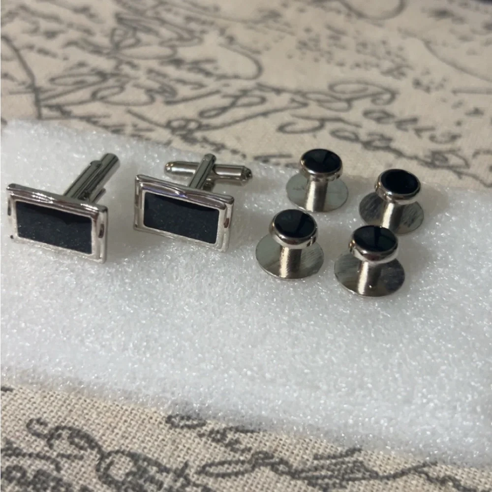 Classic Black and Silver Cufflink Set - Men's Accessories